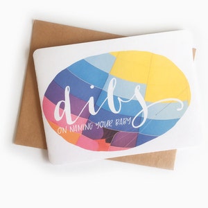 Grappige babykaart | Dibs over het benoemen van je nieuwe baby-kaart | Grappige zwangerschapskaart | pasgeboren babykaart | gefeliciteerd aanstaande ouders babyshowerkaart