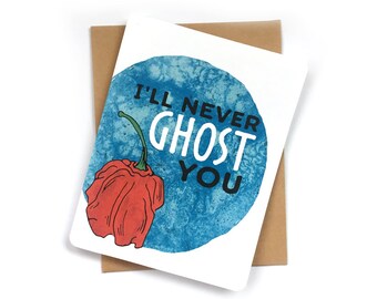 Never Ghost You card | Valentine | cute I Love You card | anniversary card | Food Pun Card
