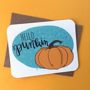 HEJ PUNKIN | Sött Halloween-kort, roligt Halloween-hälsningskort, bedårande pumpa-kort, bus- eller godis-kort, Halloween Punkin-kort bild 1
