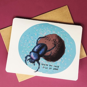 Montón de basura favorito / Tarjeta de amor de escarabajo pelotero / San Valentín / Aniversario / Amor sarcástico / Tarjeta de amigo irreverente / Pedazo de mierda favorito