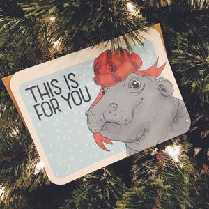 Hippopotamus für Weihnachten | Hippo | Urlaubskarte für Hippo-Liebhaber | Fiona Hippo | Karte für Freund | Baby Hippo Karte | Urlaub Hippo