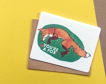 You're A Fox card | love card | Valentine | Love you | card for boyfriend | card for girlfriend | card for crush | anniversary card