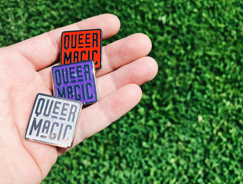 Queer Magic Enamel Pin Queer Cloissone Pin Pins for friends Queer Magic Pin Lgbtq pride flair Gay glitter image 1