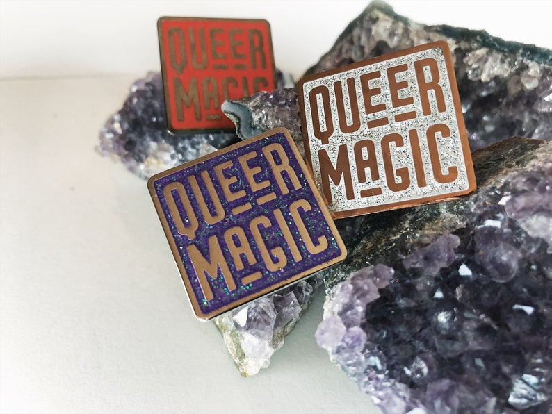 Queer Magic Enamel Pin Queer Cloissone Pin Pins for friends Queer Magic Pin Lgbtq pride flair Gay glitter image 2