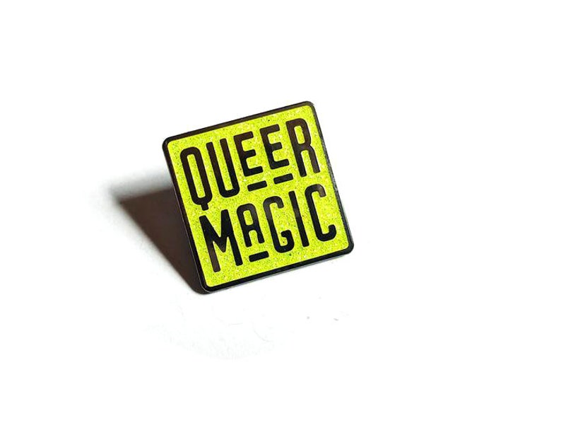 Queer Magic Enamel Pin Queer Cloissone Pin Pins for friends Queer Magic Pin Lgbtq pride flair Gay glitter Chartreuse