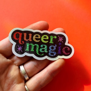 Pegatina de purpurina con polvo de hadas mágico Queer: Relleno de calcetín navideño del orgullo