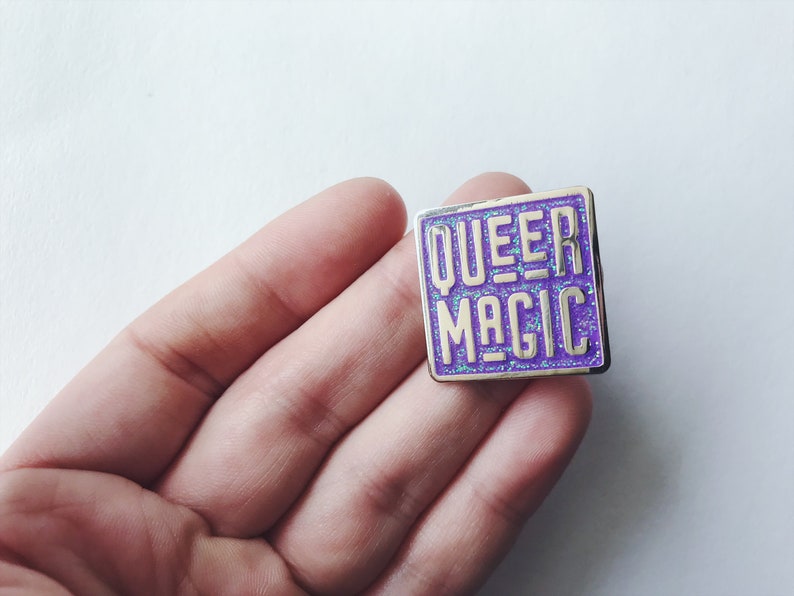 Queer Magic Enamel Pin Queer Cloissone Pin Pins for friends Queer Magic Pin Lgbtq pride flair Gay glitter Purple