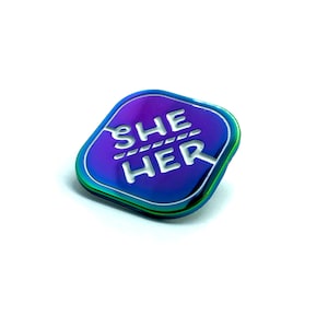 Pronoun Pins Rainbow Metal Trans Lapel Pin They/Them She/They He/They She/Her He/Him Pronouns She/Her