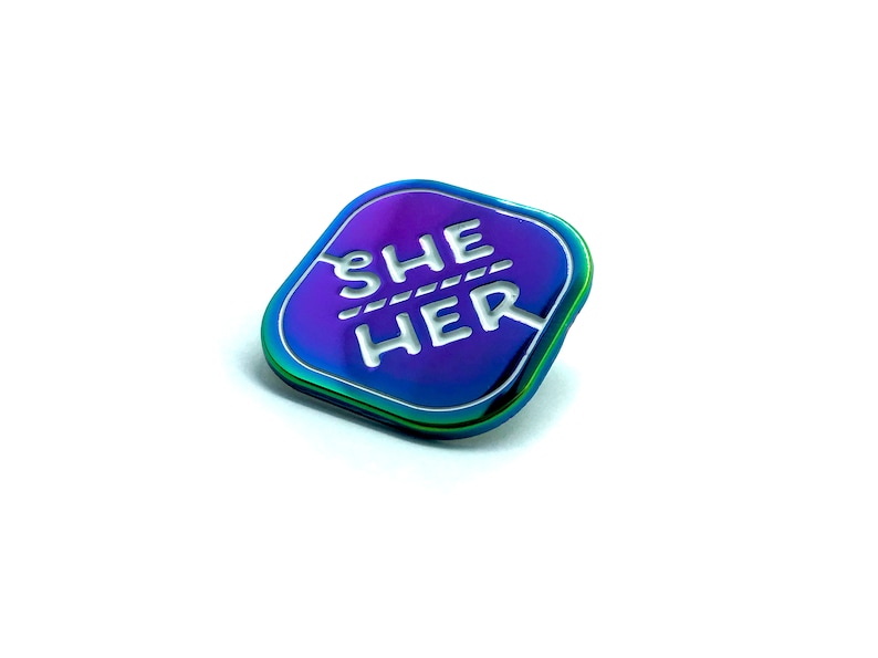 Pronoun Pins Rainbow Metal Trans Lapel Pin They/Them She/They He/They She/Her He/Him Pronouns She/Her