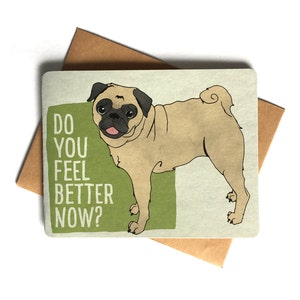 A sensação engraçada melhor logo cartão de <br> Entrega Rápida? elogio do pug acima cartão comemorativo | obtenho bem logo cartão comemorativo | pug feliz cartão comemorativo | cartão de cachorro para amigo | Cartão Sinta-se Melhor
