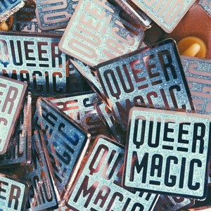 Queer Magic Enamel Pin Queer Cloissone Pin Pins for friends Queer Magic Pin Lgbtq pride flair Gay glitter White