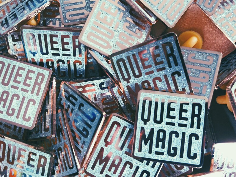 Queer Magic Enamel Pin Queer Cloissone Pin Pins for friends Queer Magic Pin Lgbtq pride flair Gay glitter White