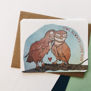 Valentine - France Galentine - France Carte dédiée (fr) Owl Always Love You carte (fr) Carte I Love You (fr) Illustration de hibou ( Carte anniversaire Vieillir avec moi