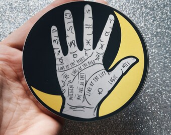 Witchy Moon & Palmistry Matte Sticker