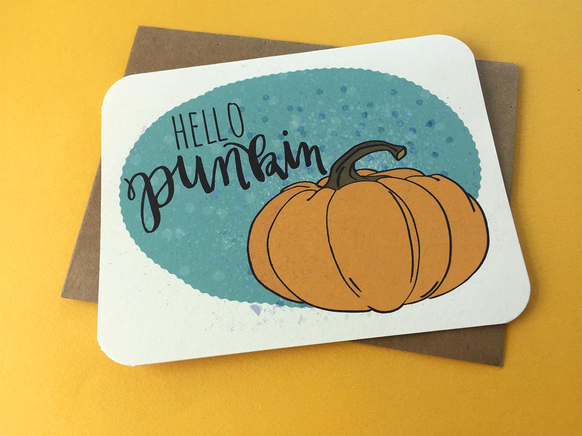 HELLO PUNKIN | Cute Halloween Card, Funny Halloween Greeting