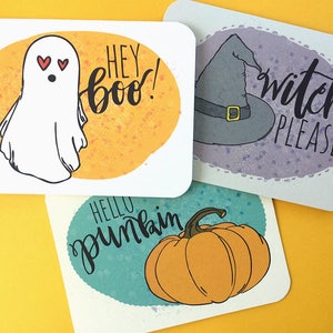 HEJ PUNKIN | Sött Halloween-kort, roligt Halloween-hälsningskort, bedårande pumpa-kort, bus- eller godis-kort, Halloween Punkin-kort bild 2