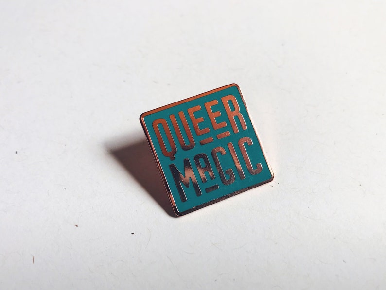 Queer Magic Enamel Pin Queer Cloissone Pin Pins for friends Queer Magic Pin Lgbtq pride flair Gay glitter Teal