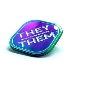 Pronoun Pins Rainbow Metal Trans Lapel Pin They/Them She/They He/They She/Her He/Him Pronouns They/Them