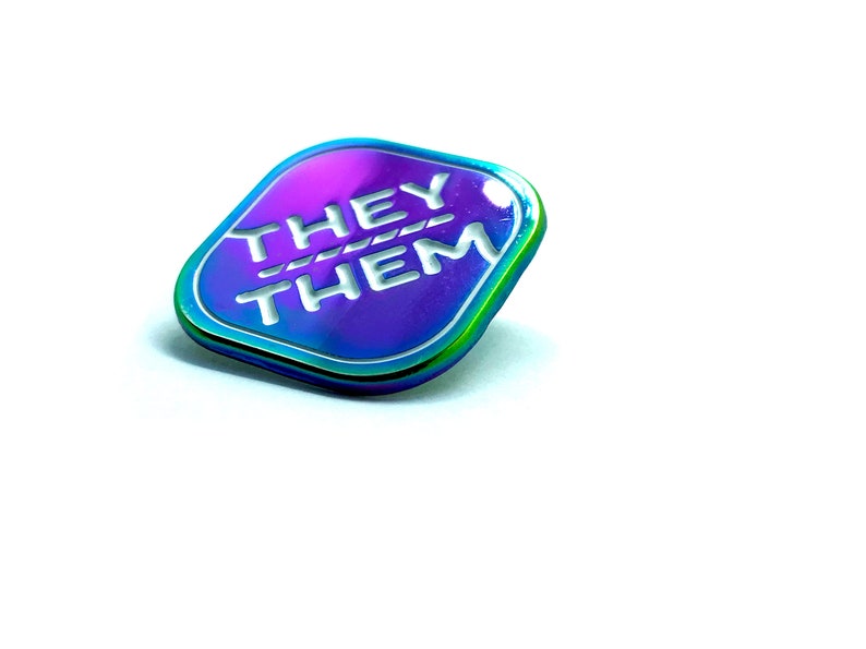 Pronoun Pins Rainbow Metal Trans Lapel Pin They/Them She/They He/They She/Her He/Him Pronouns They/Them