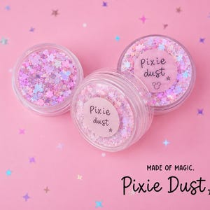 Pixie Dust Face Hair Body Glitter | Iridescent Glitter Blend | Star & Mouse Ear Confetti Theme Park Inspired Sparkle