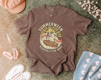 Comfort Colors Summerween Shirt, Vintage Grim Reaper T-Shirt 1717, Retro Reapers Of The Wave Halloween Summer Unisex Graphic Tee