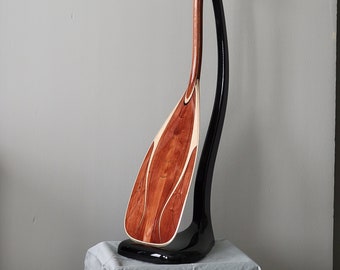 Single "Blackwater Beauty", 12 degree, Double-Bend S-Blade paddle built from Eastern Red Cedar, Curly Maple, Ebony, stand not included