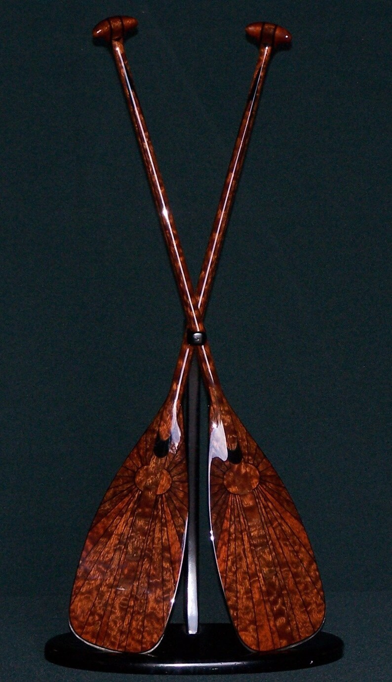 African Sun Canoe Paddle single Paddle and Single, Ebonized Curly Maple