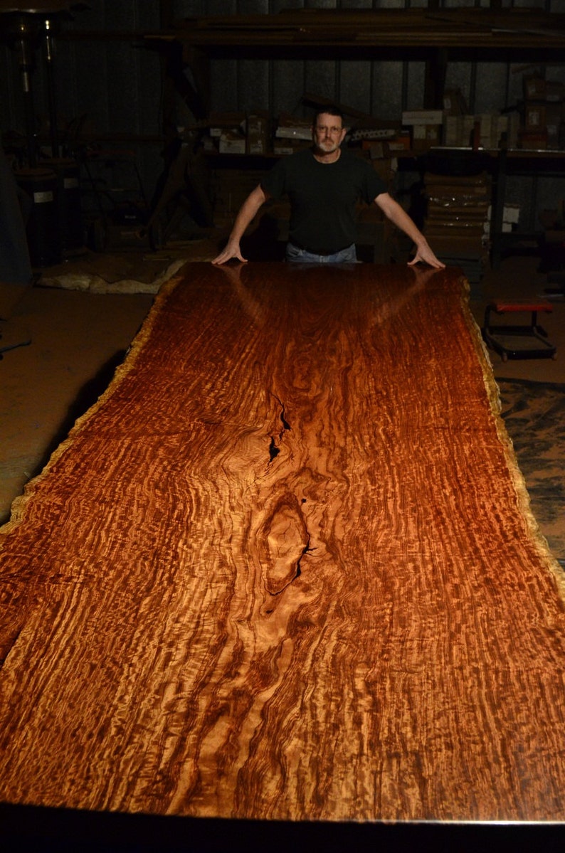 Bubinga Slab Table, 16' 8 long, X 62 wide with Live Edges, 3 thick, Finished Table Top weighs 900 lbs. image 1