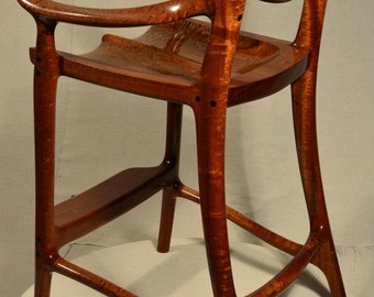 Bar Stool, Pommelle Sapele, By Commission Only, Other Wood Species are Available