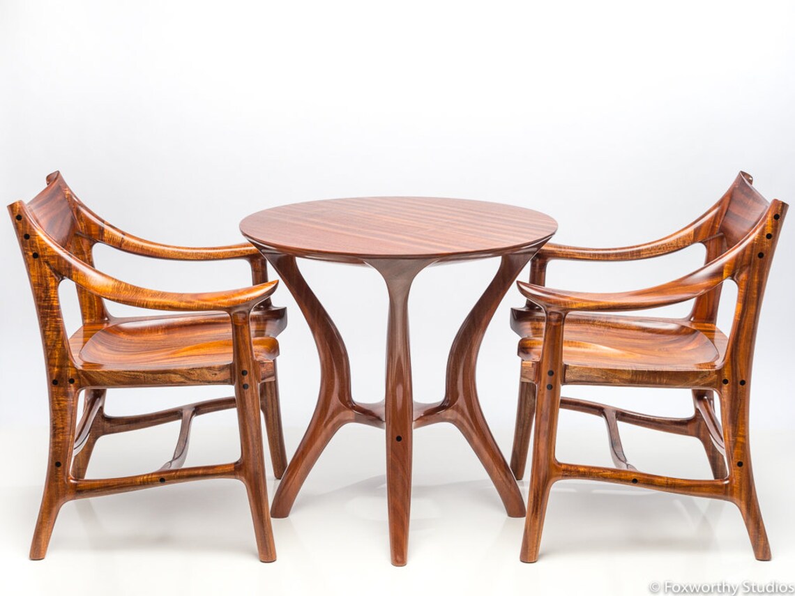Sculpted Wooden Table, Solid Sapele, 30