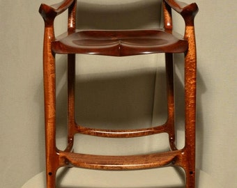 Bar Stool, Pommelle Sapele, Sculpted Furniture, By Commission Only, Other Wood Species Available