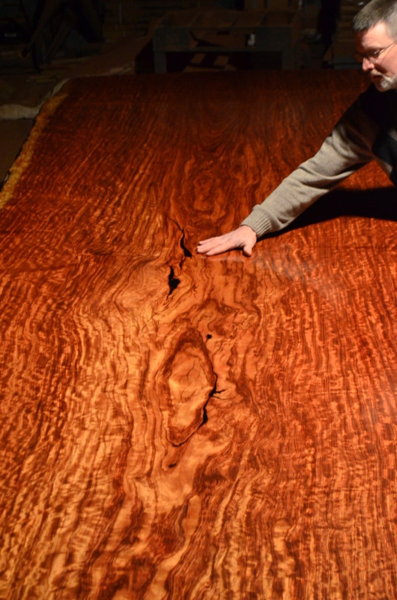 Bubinga Slab Table, 16' 8 long, X 62 wide with Live Edges, 3 thick, Finished Table Top weighs 900 lbs. image 4