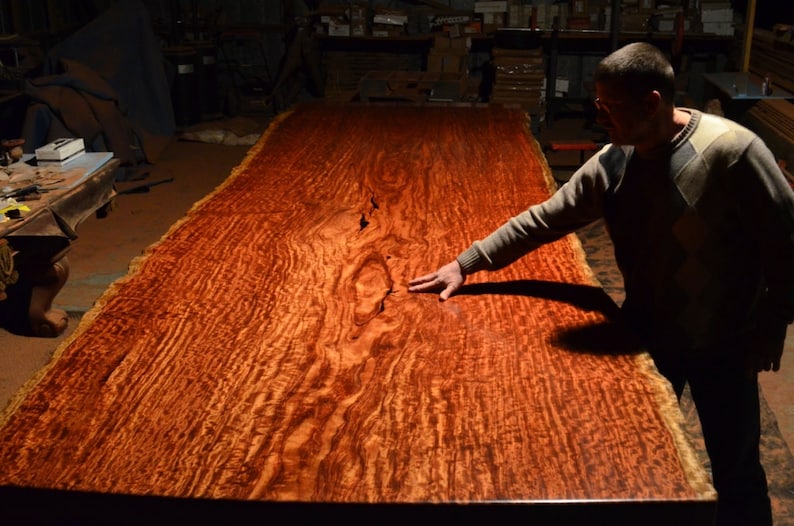 Bubinga Slab Table, 16' 8 long, X 62 wide with Live Edges, 3 thick, Finished Table Top weighs 900 lbs. image 2