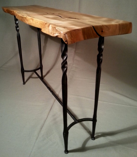 Wood and Hand Forged Steel Hall Table Etsy