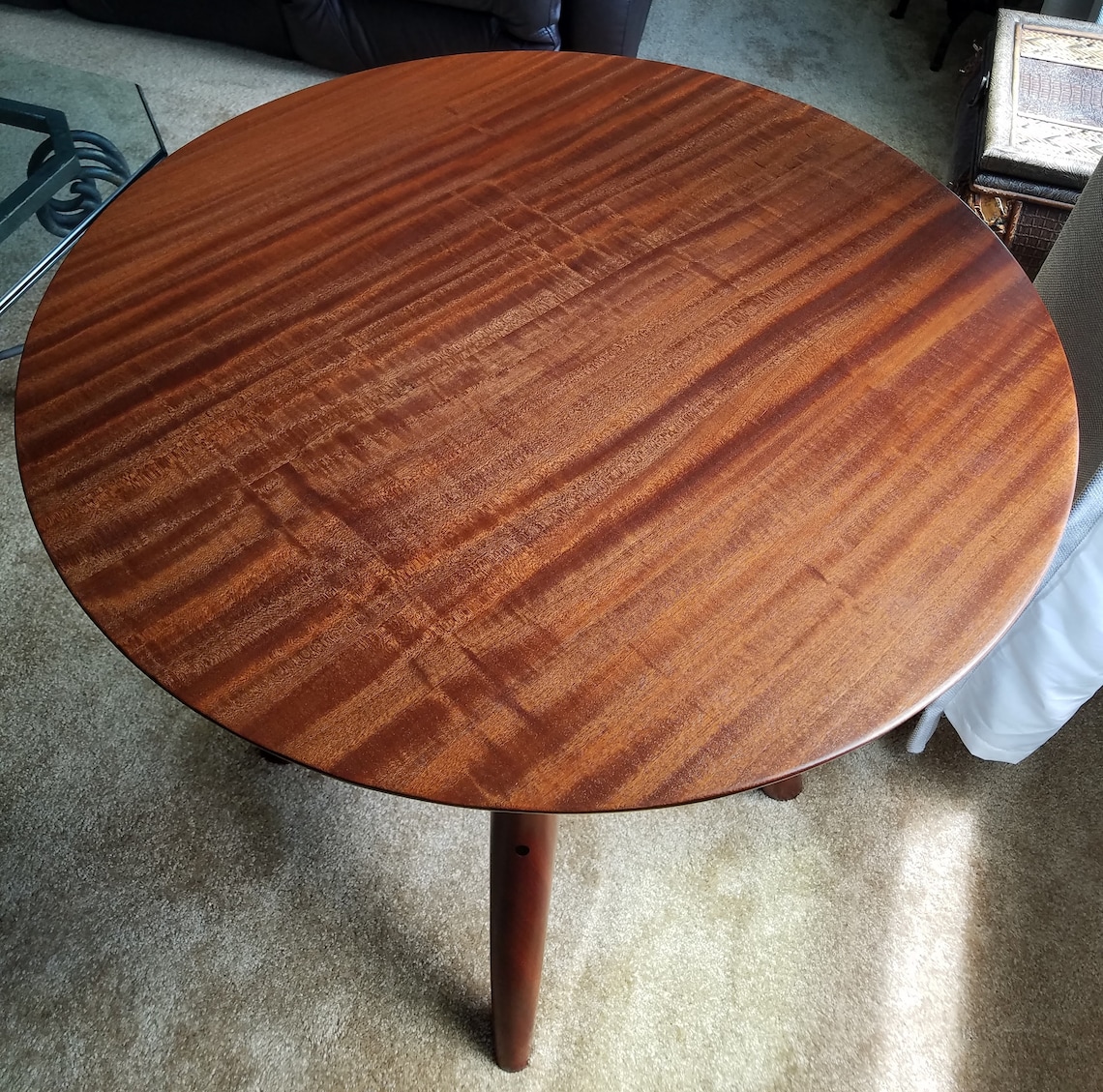 Sculpted Wooden Table, Solid Sapele, 30
