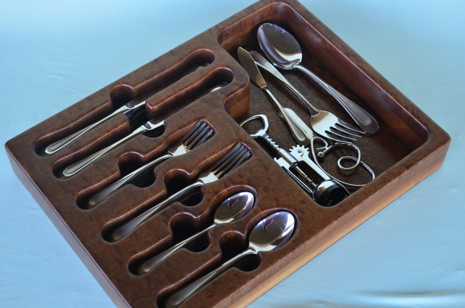 Wooden Silverware Tray, Sapele, Custom Designed and Built for Specific