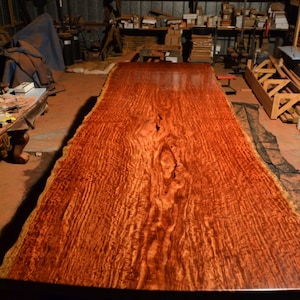 Bubinga Slab Table, 16' 8 long, X 62 wide with Live Edges, 3 thick, Finished Table Top weighs 900 lbs. image 5