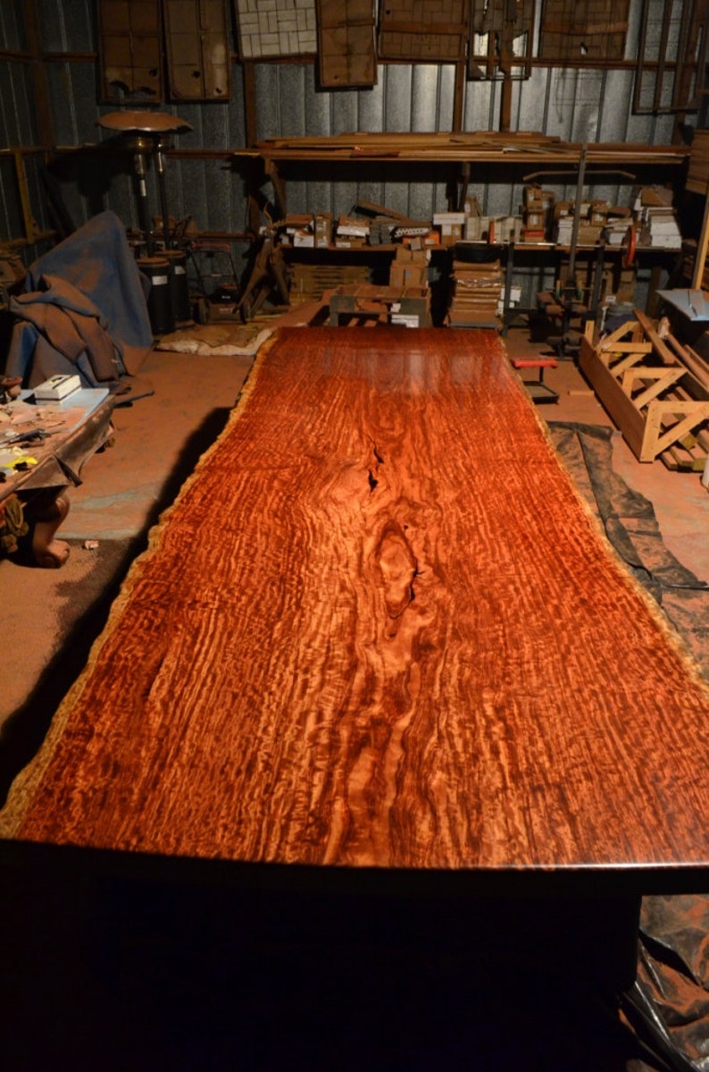 Bubinga Slab Table, 16' 8 long, X 62 wide with Live Edges, 3 thick, Finished Table Top weighs 900 lbs. image 5