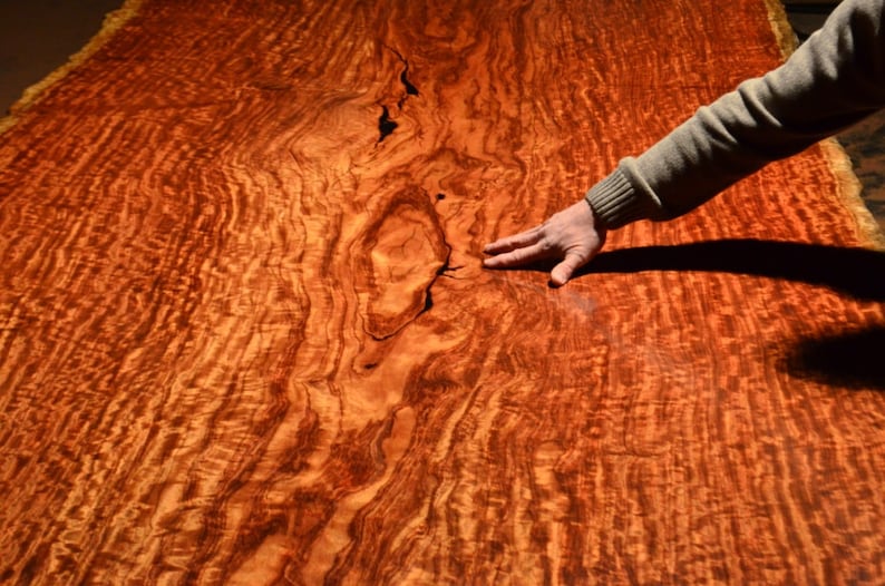 Bubinga Slab Table, 16' 8 long, X 62 wide with Live Edges, 3 thick, Finished Table Top weighs 900 lbs. image 3