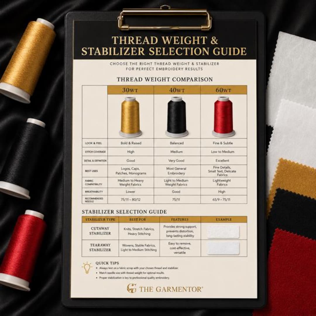 Embroidery Thread Weight & Stabilizer Guide (PDF) | Machine Embroidery ...