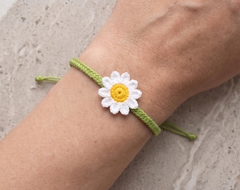 Crochet Daisy Bracelet Pattern (PDF) - Floral Jewelry Tutorial