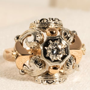 Vintage Diamond Scrollwork Ring 18ct Gold Retro | The Showgirl — Ane Antrin