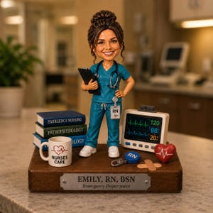 Custom Nurse Figurine From Photo, Personalized RN Gift, Nurse Appreciation Gift, 2D Flat Wooden Desk Keepsake