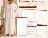 Patron Gandoura Homme Marocain PDF, Patron Couture A4 A0, Gandoura Homme XS à 3XL, Vêtement Traditionnel, Guide Couture Inclus