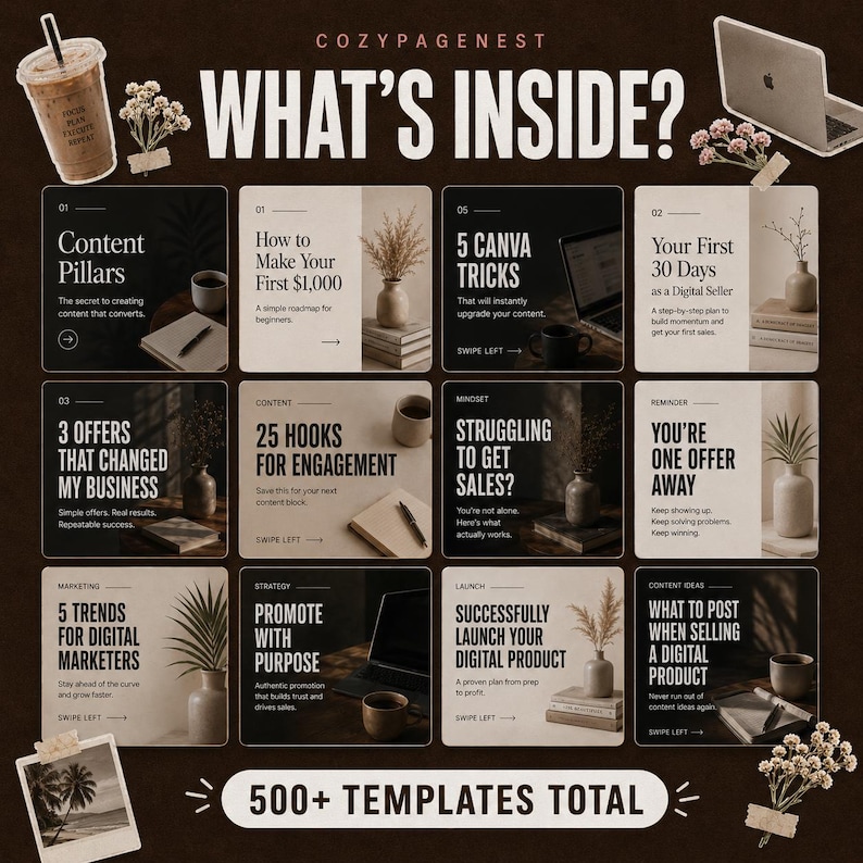 500+ Carousel Templates Canva | Aesthetic Social Media Kit | Instagram ...