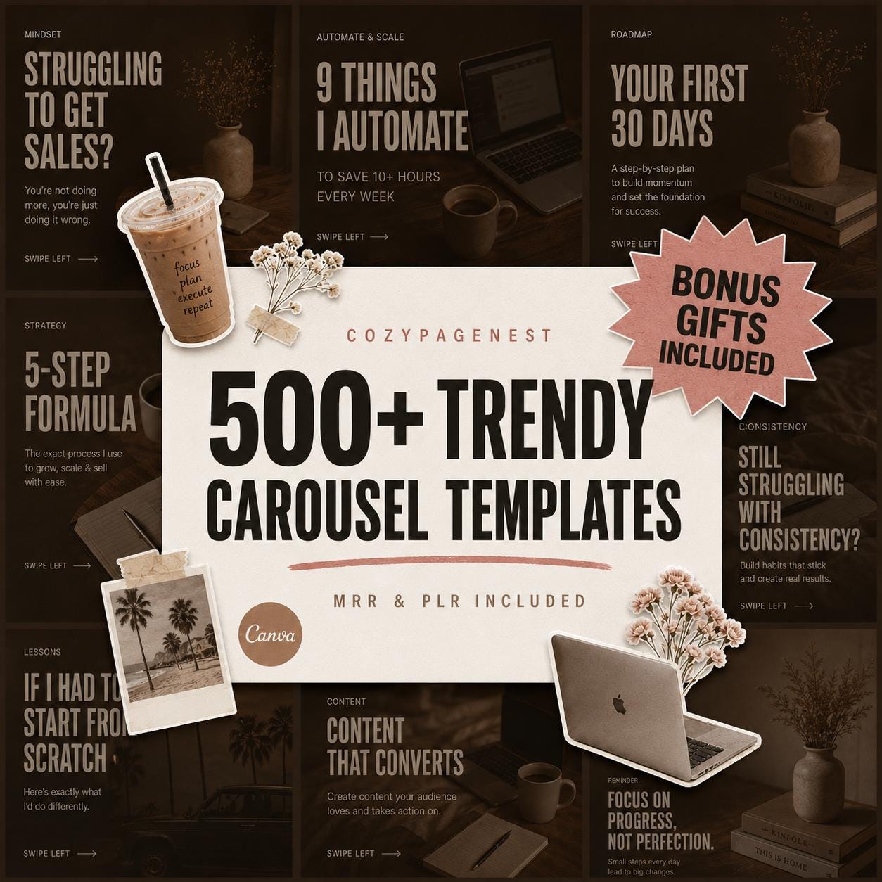 500+ Carousel Templates Canva | Aesthetic Social Media Kit | Instagram ...