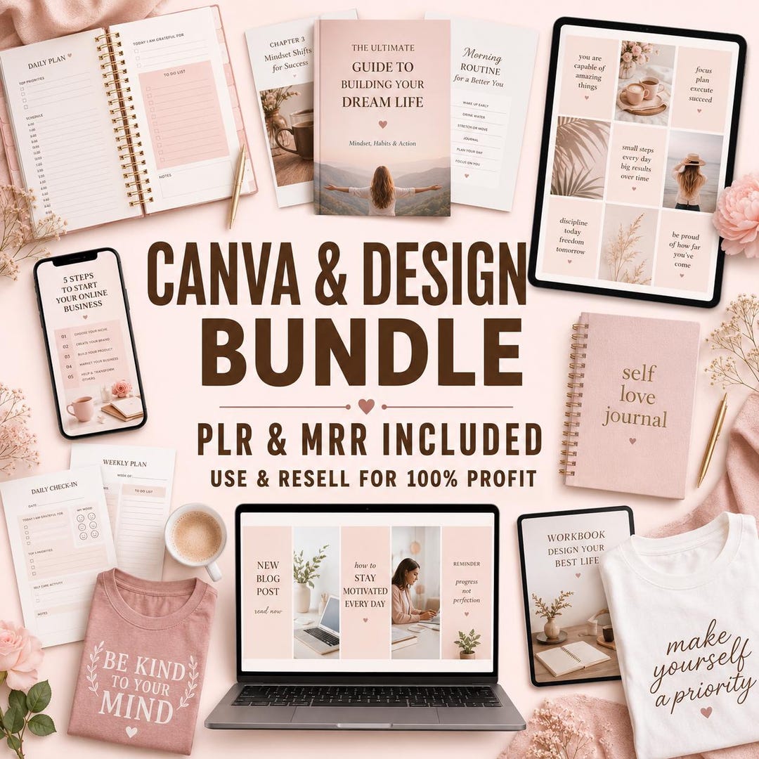 Canva Digital Products Bundle PLR MRR | Planners Journals Ebooks Social ...