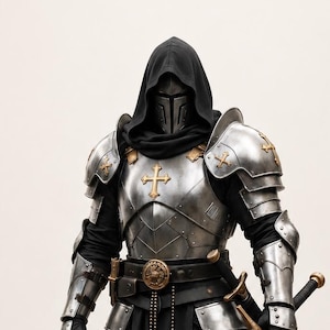 Medieval Knight Armor Set – Crimson Paladin Full Plate Steel Armor, 15th Century Templar Suit, Cosplay & LARP