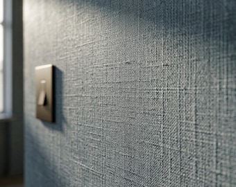 Dusty Slate Blue Linen-Look Wallpaper: Textured Wallcovering