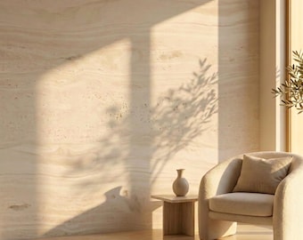 Bleached Travertine Plaster Wallcovering | Honed Stone Texture | Material Mimicry | Bespoke Architectural Surface
